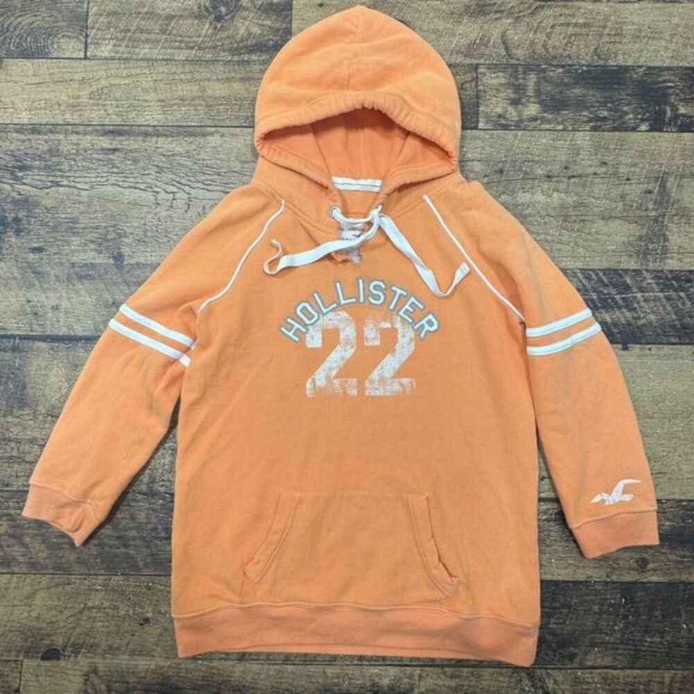 Hollister Orange Cotton‎ Blend Varsity Hoodie Sweatshirt Casual Loungewear XL